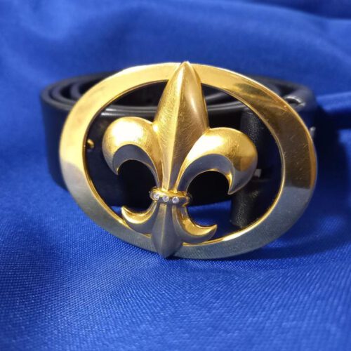 Gürtelschnalle ~ Fleur de Lis ~ Silber goldplattiert